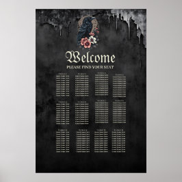 Majestueuze zwarte raaf zit trots te midden van ee poster