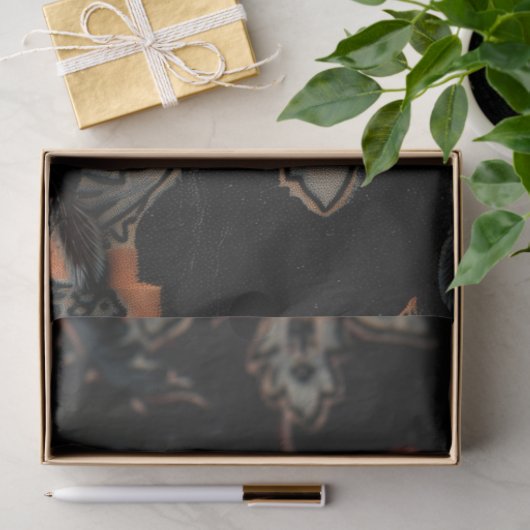 Majestueuze zwarte Sinaasappel barokke spin illust Tissuepapier (Geschenk)