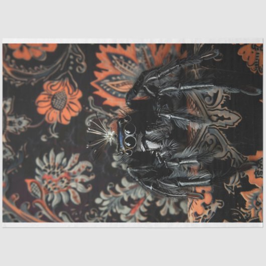 Majestueuze zwarte Sinaasappel barokke spin illust Tissuepapier (Voorkant)