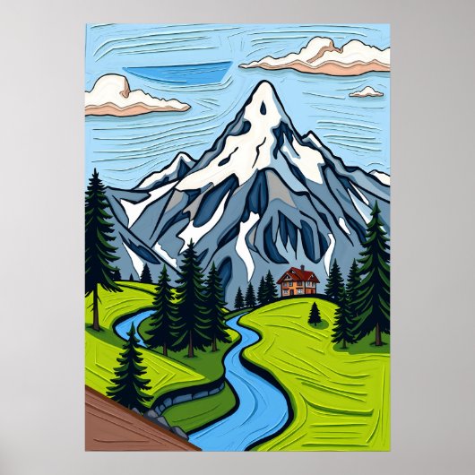 Majestueuze Zwitserse Alpen Poster (Voorkant)