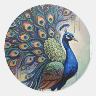 Majesty Peacock in Full Bloom Ronde Sticker