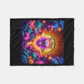 Majesty The Lion Neon Oerwoud BLANKET Fleece Deken (Voorkant (Horizontaal))