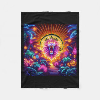 Majesty The Lion Neon Oerwoud BLANKET Fleece Deken
