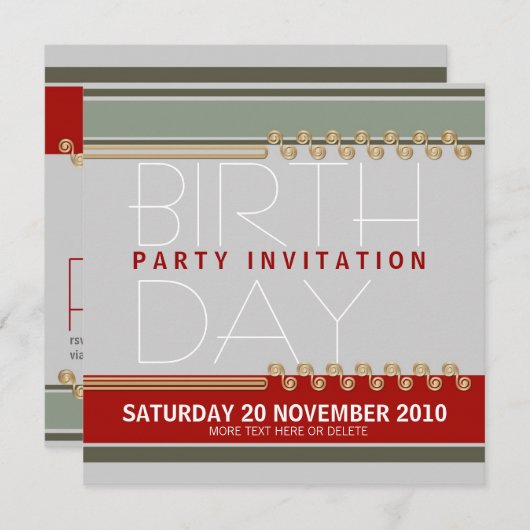 Majeztik Party Birthday Invitation Kaart (Voorkant / Achterkant)