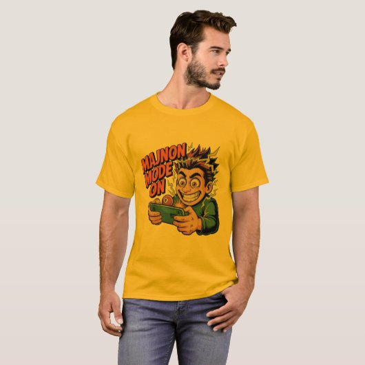 MAJNON MODE ON – Funny Gamer with 8‑Ball T T-shirt (Voorkant volledig)