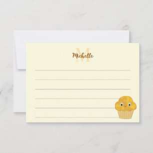 Majoes Muffin Schattige Tekening Monogram Geliniee Notitiekaartje