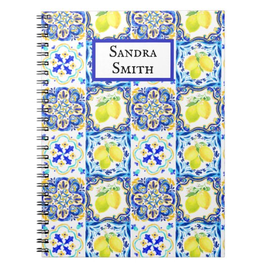 Majolica Azulejo Mediterranean Lemon Tegels Notitieboek (Voorkant)