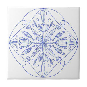 Majolica blauw Amalfi Kust Sardine Vis & citrus Tegeltje