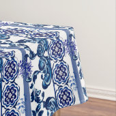 majolica, blauw en wit, porselein, tafelkleed (Voorbeeld)