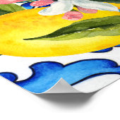 Majolica blauw tegels citroenen verjaardagswelkom  poster (Hoek)