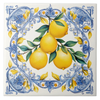 Majolica, blauwe tegels, Siciliaanse tegels, Keram Tegeltje
