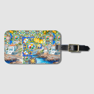 Majolica, citroen, Siciliaanse tegels, Bagagelabel