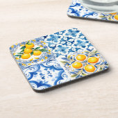 Majolica, citroen, Siciliaanse tegels, Bier Onderzetter (Linkerzijde)