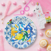 Majolica, citroen, Siciliaanse tegels, Papieren Bordje (Feest)