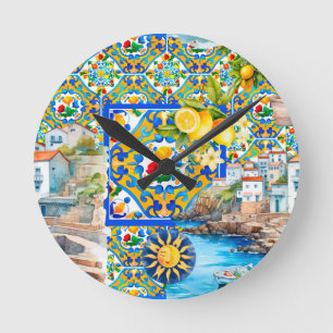 Majolica, citroen, Siciliaanse tegels, Ronde Klok