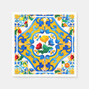 Majolica, citroen, Siciliaanse tegels, Servet