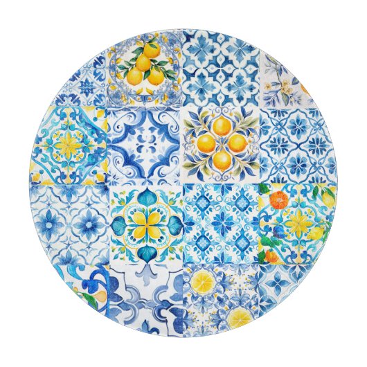 Majolica, citroen, Siciliaanse tegels, Snijplank (Voorkant)