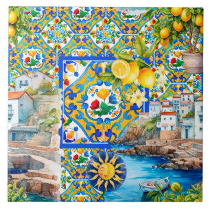 Majolica, citroen, Siciliaanse tegels, Tegeltje