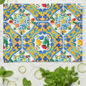 Majolica, citroen, Siciliaanse tegels, Theedoek (Gevouwen)