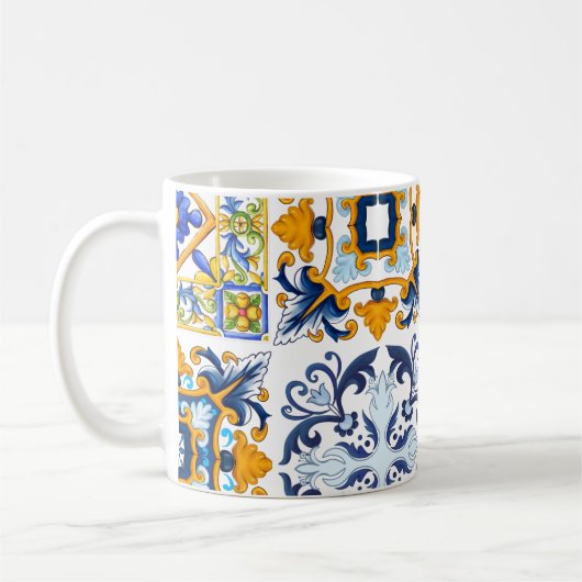 Majolica ,lemons,Sicilian tiles  Koffiemok (Links)