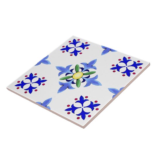 Majolica, mediterrane stijl tegeltje (Zijkant)