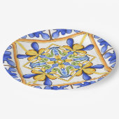 Majolica, mediterrane tegel, papieren bordje (Gekanteld)