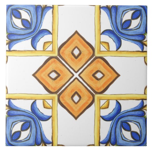 Majolica, mediterrane tegel, tegeltje (Voorkant)