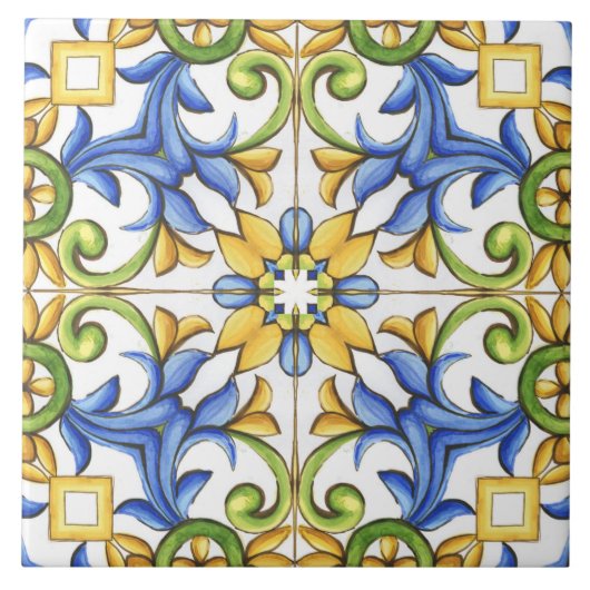 Majolica, mediterrane tegel, tegeltje (Voorkant)