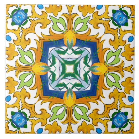 Majolica, mediterrane tegels, tegeltje (Voorkant)