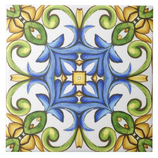 Majolica, mediterrane tegels, tegeltje (Voorkant)