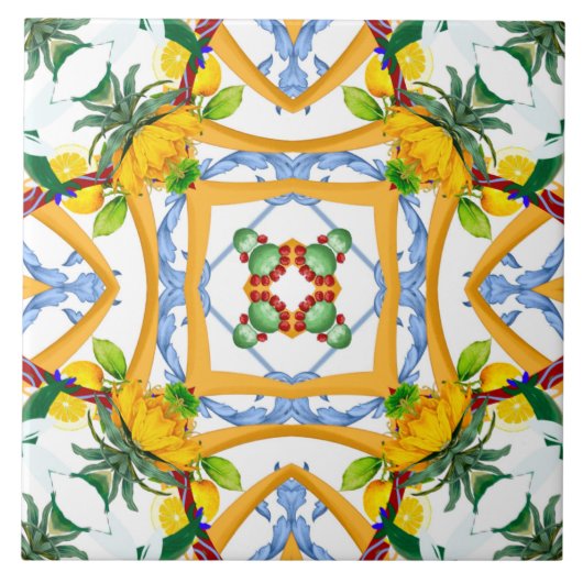 Majolica, mediterrane tegels, tegeltje (Voorkant)
