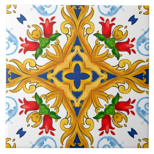 Majolica, mediterrane tegels, tegeltje (Voorkant)