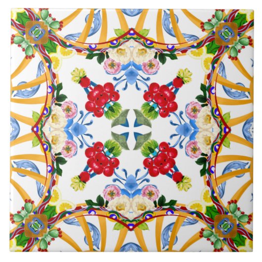 Majolica, mediterrane tegels, tegeltje (Voorkant)