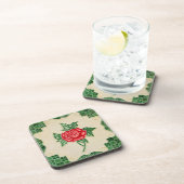 Majolica rode roze oraal tiel bier onderzetter (Rechterzijde)