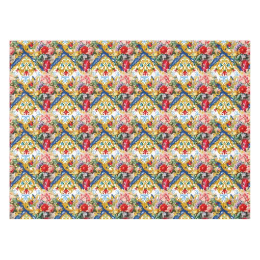 Majolica, Siciliaanse stijl, bloemen Tafelkleed (Voorkant (Horizontaal))