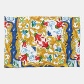 Majolica, Siciliaanse stijl, citroenen Schort Theedoek (Horizontaal)