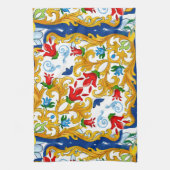 Majolica, Siciliaanse stijl, citroenen Schort Theedoek (Verticaal)