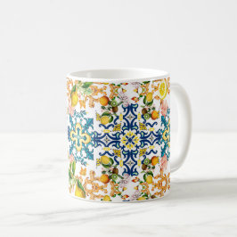 Majolica, Siciliaanse tegels, citroencitrusvruchte Koffiemok