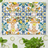 Majolica, Siciliaanse tegels, citroencitrusvruchte Theedoek (Gevouwen)