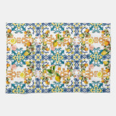 Majolica, Siciliaanse tegels, citroencitrusvruchte Theedoek (Horizontaal)