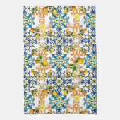 Majolica, Siciliaanse tegels, citroencitrusvruchte Theedoek (Verticaal)