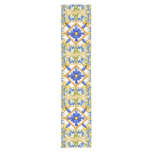 Majolica, Spanish tile, mediterranean Korte Tafelloper (Voorkant)