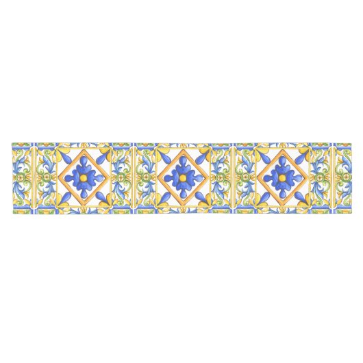 Majolica, Spanish tile, mediterranean   Korte Tafelloper (Horizontaal)