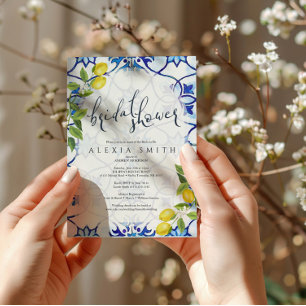 Majolica tegels bridal douche uitnodiging Sicilië