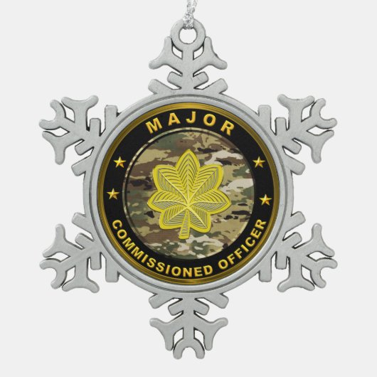 Majoor Tin Sneeuwvlok Ornament (Voorkant)