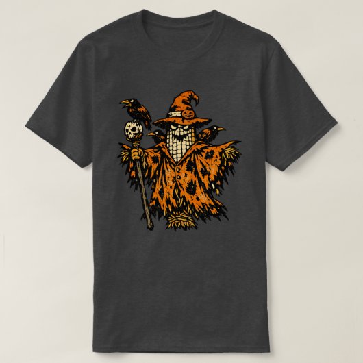 Majoor Vogelverschrikker Van Maïs — Retro Hallowee T-shirt (Design voorkant)