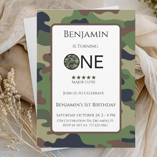 Major Cutie Birthday Invitation Kids Birthday Card Kaart