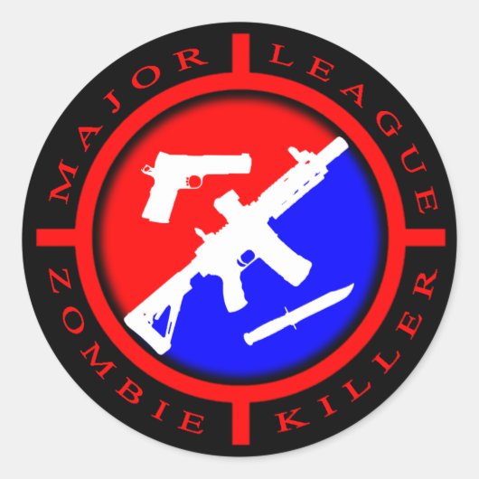 Major League Zombie Killer - wapens Ronde Sticker (Voorkant)