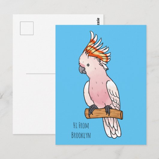 Major mitchell cockatoo bird cartoon illustratie briefkaart (Voorkant / Achterkant)