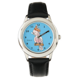 Major mitchell cockatoo bird cartoon illustratie horloge